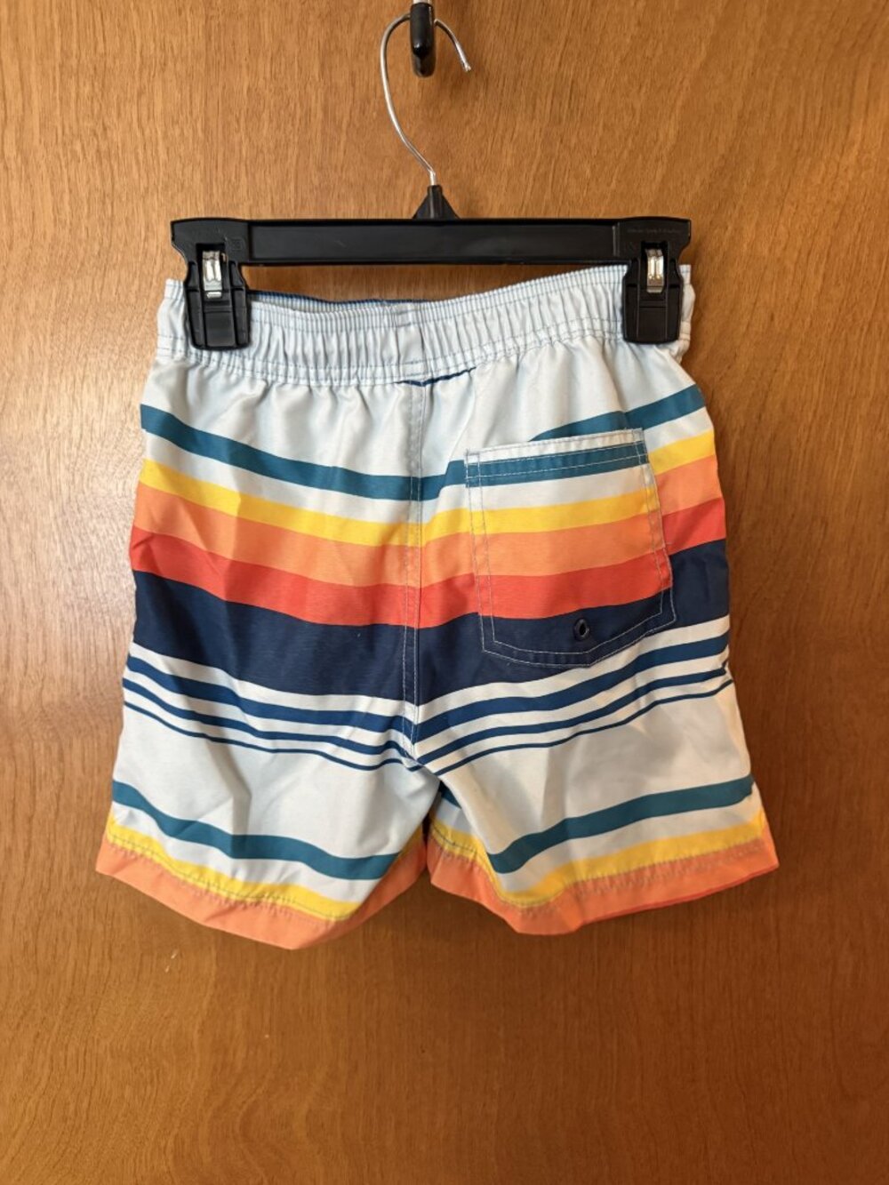 Tea Collection Boys Size 7 Swim Trunks Multi-Color Stripe Elastic Drawstring - Picture 2 of 7